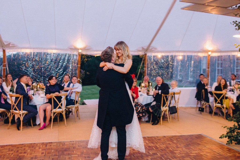 First Dance in Sailcloth Marquee, beautiful Lake District Marquee Wedding
