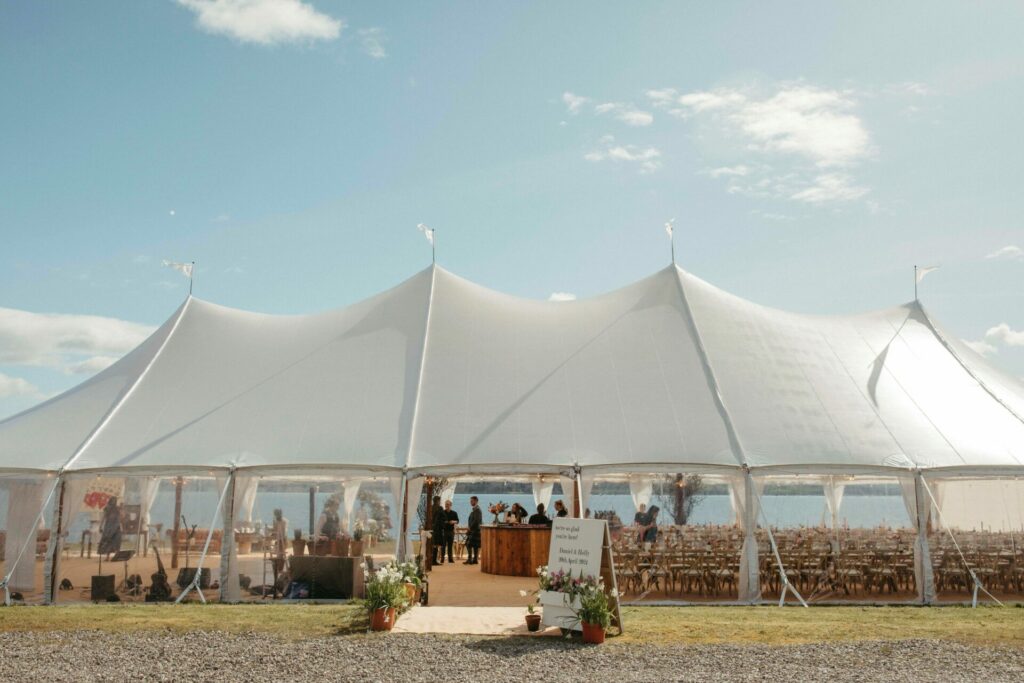 Sailcloth Tent Wedding on the banks of Loch Lomond