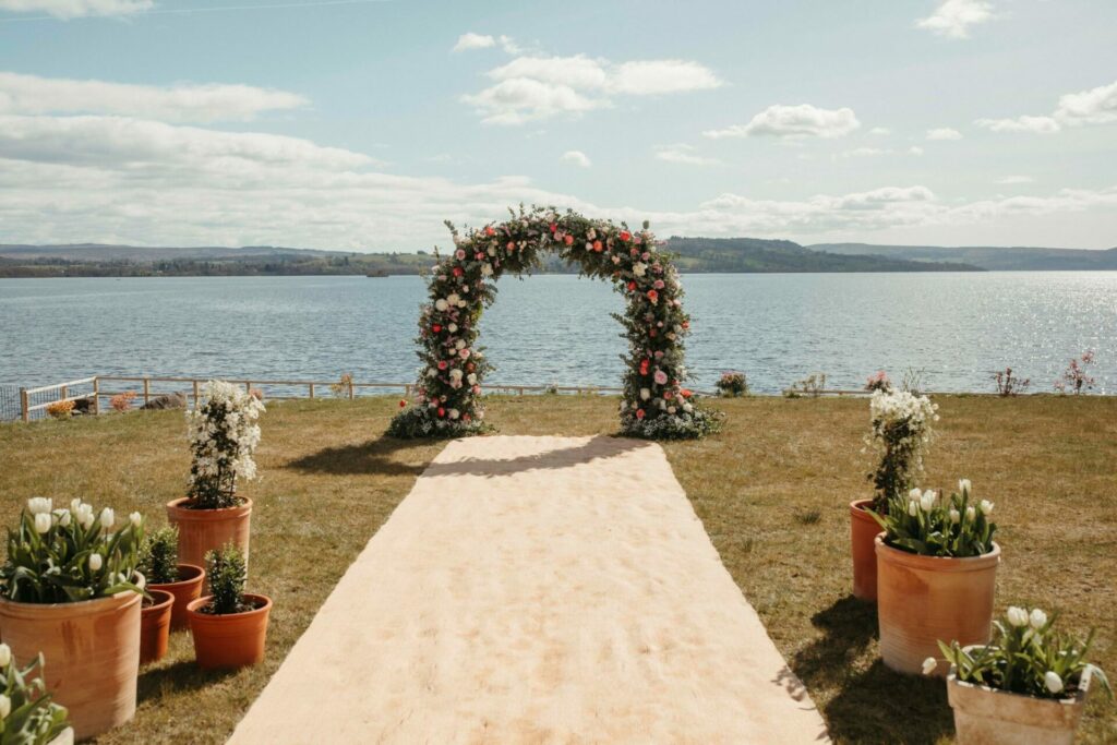 Marquee wedding views over Loch Lomond