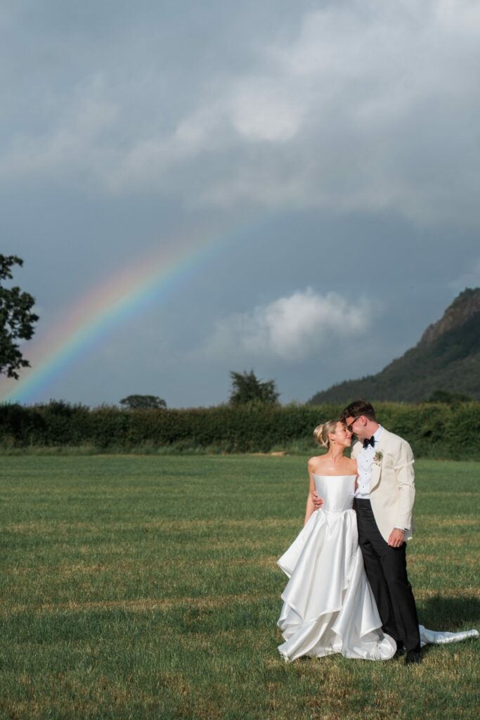 Bride and Groom with Rainbow