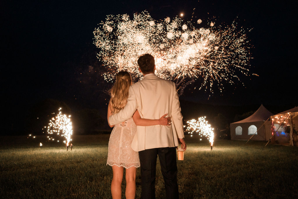Marquee wedding fireworks